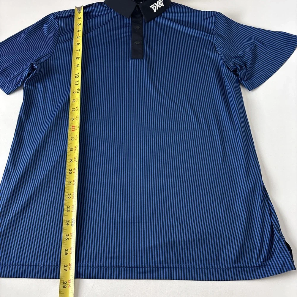 PXG Mens Small Blue/Black Performance Stretch Polo Shirt striped short sleeve - Picture 4 of 11
